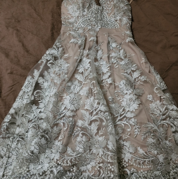 Indikah Nude silver lace dress - Picture 1 of 3